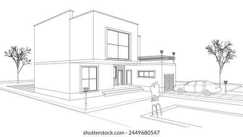 casa modular moderna ilustración 3d	