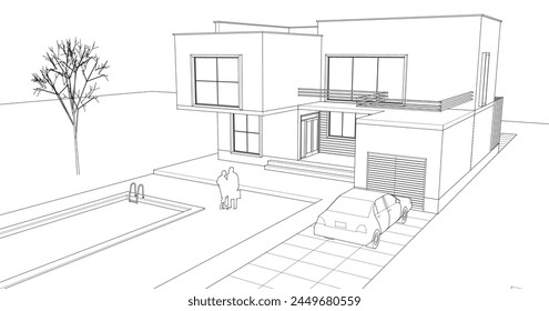 casa modular moderna ilustración 3d	