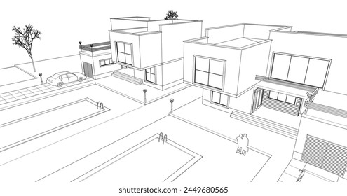 casa modular moderna ilustración 3d	