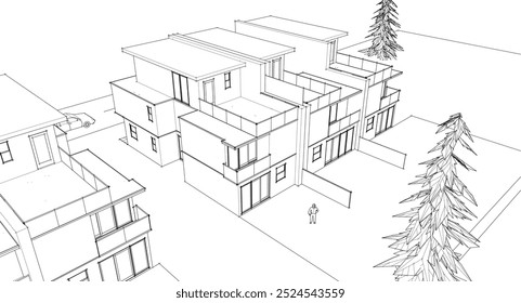 modern modular house 3d illustration	