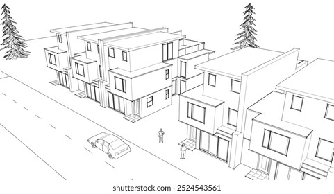 ilustração 3d da casa modular moderna	