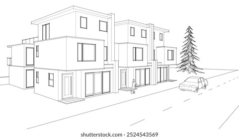 moderne modulare Haus 3D-Illustration	