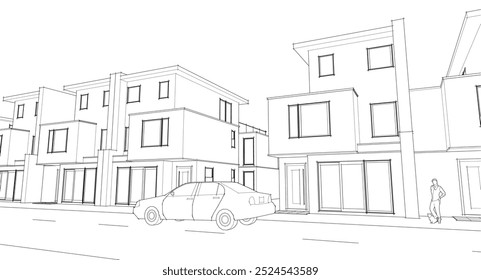 moderne modulare Haus 3D-Illustration	