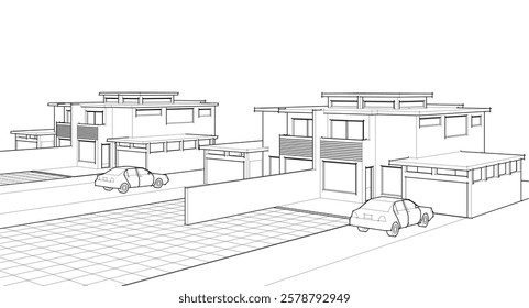 modern modular house 3d illustration