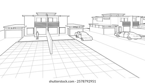 modern modular house 3d illustration