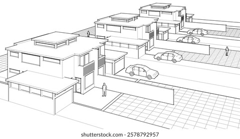 modern modular house 3d illustration