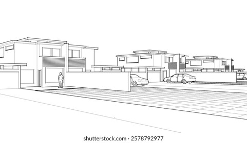 modern modular house 3d illustration