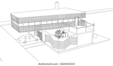 Casa modular moderna ilustración 3D	