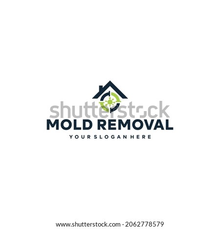 modern MOLD REMOVAL virus roof chimney logo design