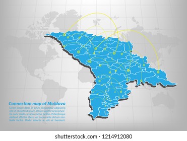 Modern of moldova Map connections network design, Best Internet Concept of moldova map business from concepts series, map point and line composition. Infographic map. Vector Illustration.