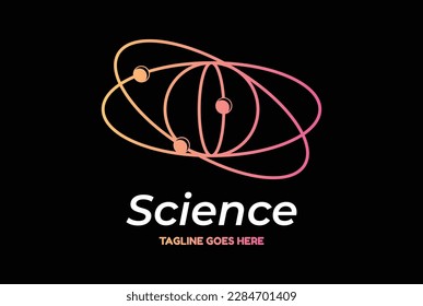 Modern Molecule Atom or Orbit Planet Moon for Science Technology Lab Logo Design