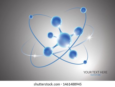 Modern molecule logo icon on gray background. Logo template for medicine, science, technology, chemistry, biotechnology. Vector illustration for your design.