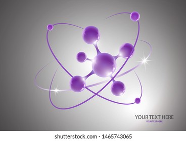 Modern molecule logo icon on gray background. Logo template for medicine, science, technology, chemistry, biotechnology. Vector illustration for your design.