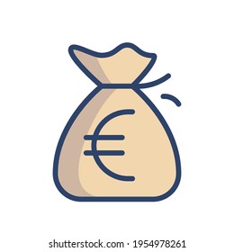Modern money bag euro icon illustration