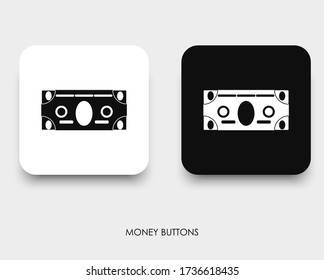 Moderno botón de dinero para interfaz de usuario, interfaz de sistema, menú, sitio web, aplicación, etc. Diseñado con colores en blanco y negro, símbolo en dólares, cambio de divisas. Vector Eps 10