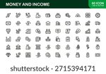 Modern Money Line Icon Set – Professional minimal outline icons for finance, income, and investment in crisp vector style.