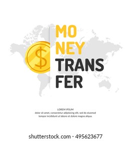 Modern money transfer poster and logo pointer. Vector illustration