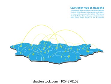 Modern of mongolia Map connections network design, Best Internet Concept of mongolia map business from concepts series, map point and line composition. Infographic map. Vector Illustration.