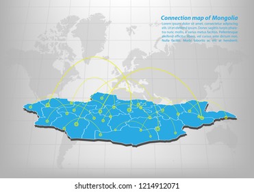 Modern of mongolia Map connections network design, Best Internet Concept of mongolia map business from concepts series, map point and line composition. Infographic map. Vector Illustration.