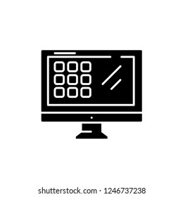 Modern monitor black icon, vector sign on isolated background. Modern monitor concept symbol, illustration 