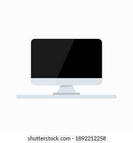 Modern monitor with empty screen over white background