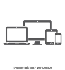 Modern monitor, laptop, smartphone and tablet icons