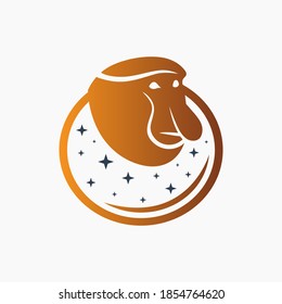 modern monkey sharp nose logo design