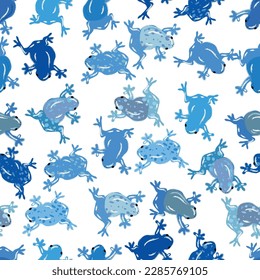 Modern Monochromatic Cartoon Frogs Vector Kids Pattern Seamless