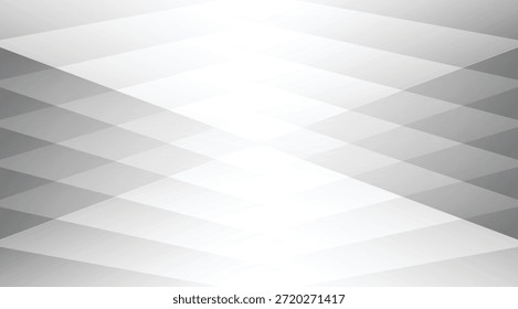 A modern monochromatic geometric pattern featuring overlapping rhombus shapes in varying shades of gray and white, creating a subtle gradient effect perfect for a clean and elegant design