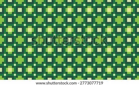 Modern monochromatic green vector pattern with repetitive block mosaic background.