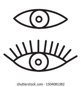 Modern monochrome design of a minimalist eye. Linear art of a vectorized design. Illustration representing knowledge and vision.