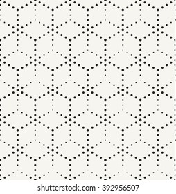 Modern monochrome dotted hexagonal texture - vector seamless pattern