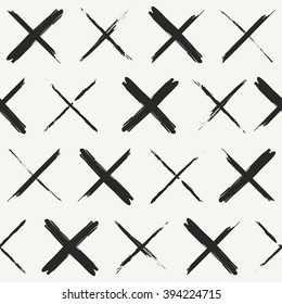 Modern monochrome grunge texture with hand drawn brush strokes - vector seamless pattern