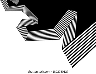 Modern monochrome pattern with a transition from black to white with broken parallel lines. Trendy universal vector background