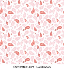 Modern monochrome seamless geometric pattern with falling leaves on white blue background. Abstract autumn vector for wallpaper, wrapping paper, home decor and fashion fabrics.  