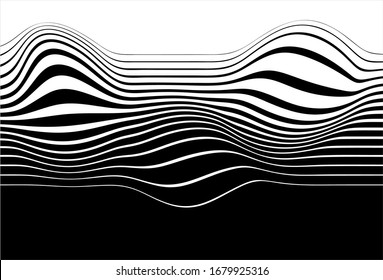 Patrón moderno de líneas onduladas monocromas. Para portadas, tarjetas de visita, banners, impresiones de ropa, decoración de paredes, afiches, sitios web, redes sociales, videos. Fondo del vector