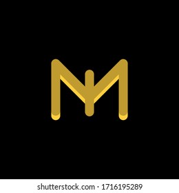 Modernes Monogram 3D Letter M Logo in goldener Farbe