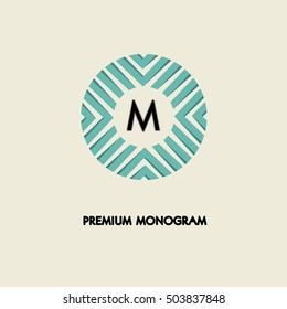 Modern monogram, emblem, logo. Ring of the parallel strips swirling, symbolizing the cyclical, development