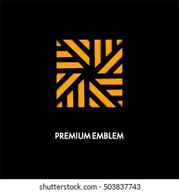 Modern monogram, emblem, logo. Square of the parallel strips swirling, symbolizing the cyclical, development