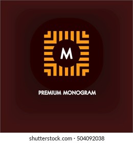 Modern monogram, emblem, logo. Square of the parallel strips swirling, symbolizing the cyclical, development
