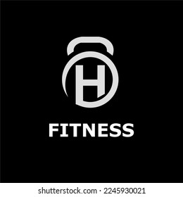 Modern Monogram Fitness Gym Logo Idea Template with Kettlebell and Initial H Letter