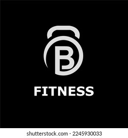 Modern Monogram Fitness Gym Logo Idea Template with Kettlebell and Initial B Letter