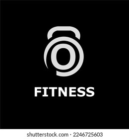 Modern Monogram Fitness Gym Logo Idea Template with Kettlebell and Initial O Letter