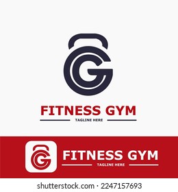 Modern Monogram Fitness Gym Sport Logo Idea Template with Kettlebell and Initial G Letter