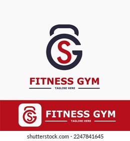 Modern Monogram Fitness Gym Sport Logo Idea Template with Kettlebell and Initial S Letter	