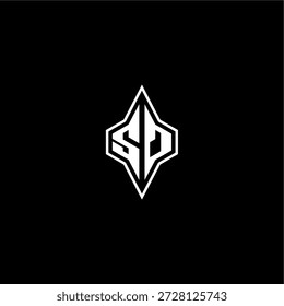 modern monogram gaming initial logo esport concept SP techno racing style design letter