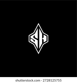 modern monogram gaming initial logo esport concept SH techno racing style design letter