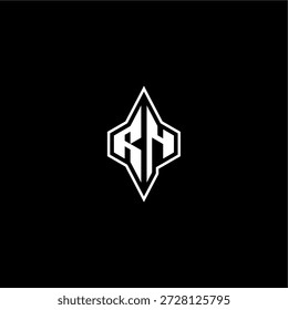 modern monogram gaming initial logo esport concept RN techno racing style design letter