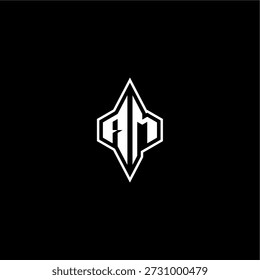 modern monogram gaming initial logo esport concept AM techno racing style design letter