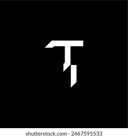 modern monogram initial bold futuristic concept TI techno style letter